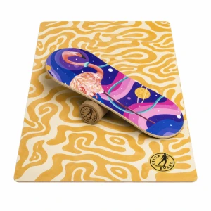 Trickboard Balance Board Large Flaming z korkowym wałkiem + dywanik mały