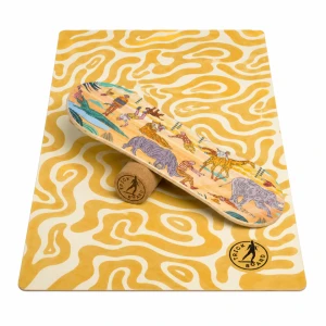 Trickboard Balance Board Large Safari z korkowym wałkiem + dywanik mały