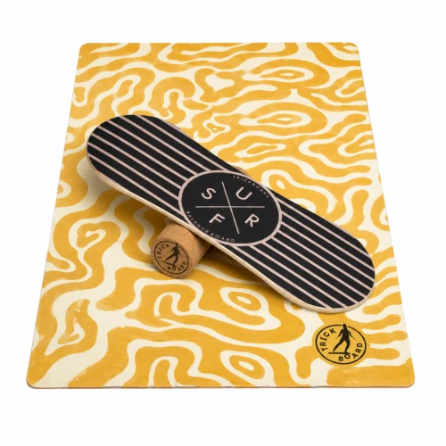 Trickboard Balance Board Large Surf z korkowym wałkiem + dywanik mały